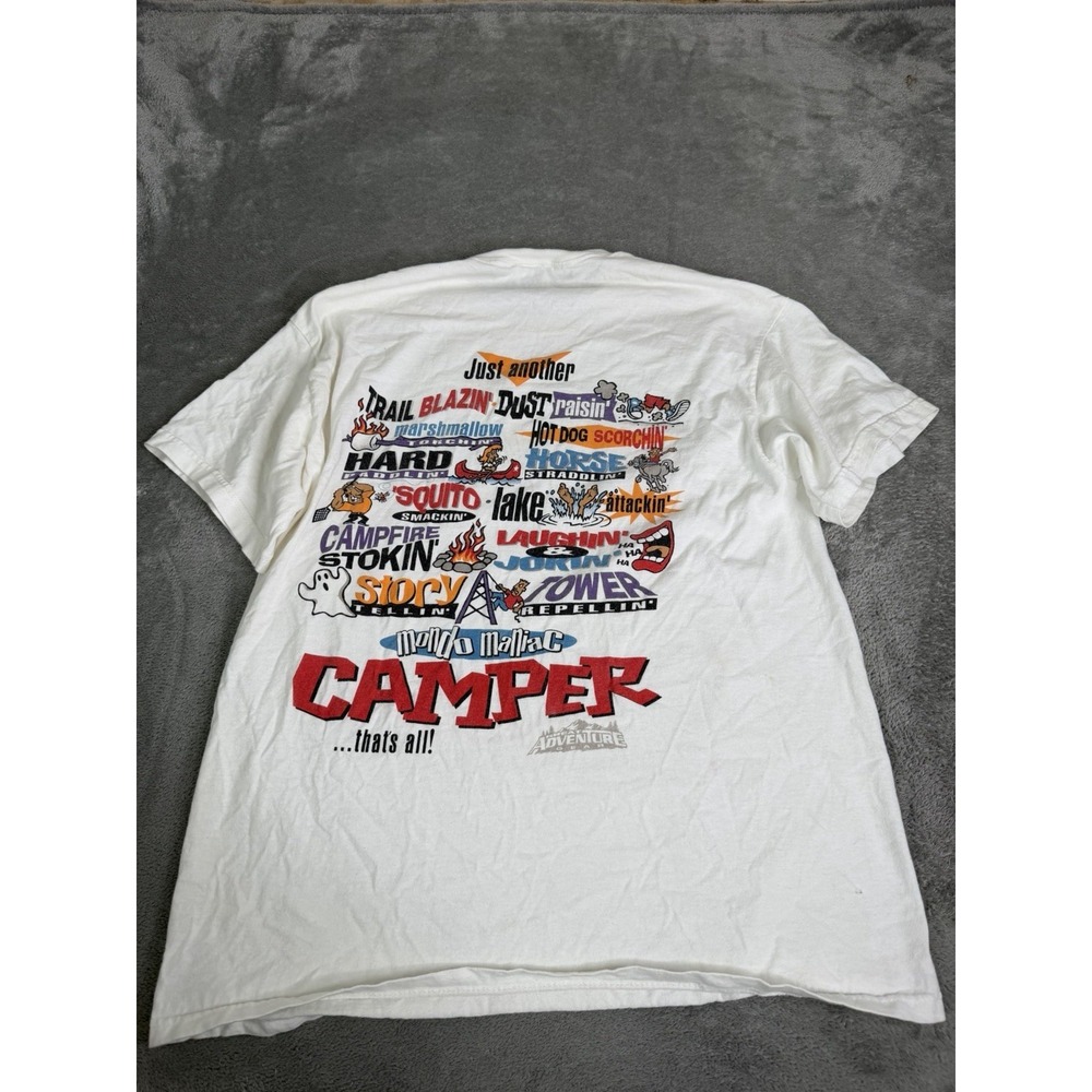 Vintage 90s Camper Comedy Short Sleeve T Shirt Men's Size Large White